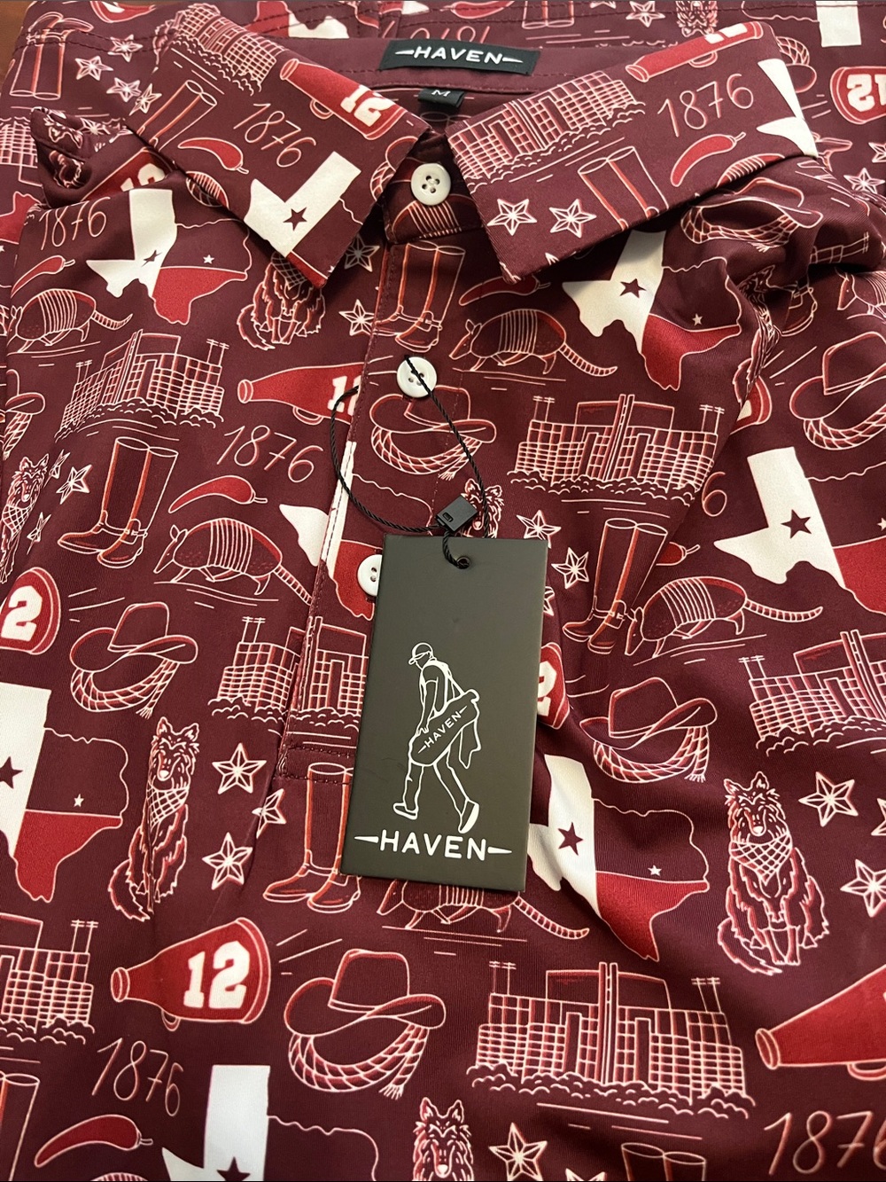 Texas A&M Burgundy Graphic Haven Golf Short-Sleeve Polo Shirt - Picture 3 of 4